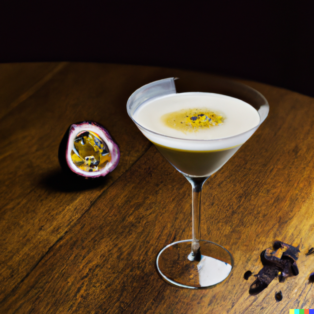 Martini cocktail met witte chocolade en passievrucht